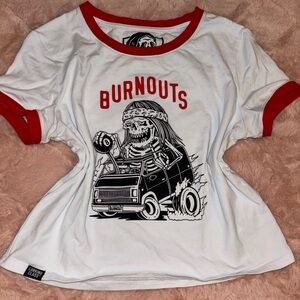 Lurking Class White and Red Crop Top